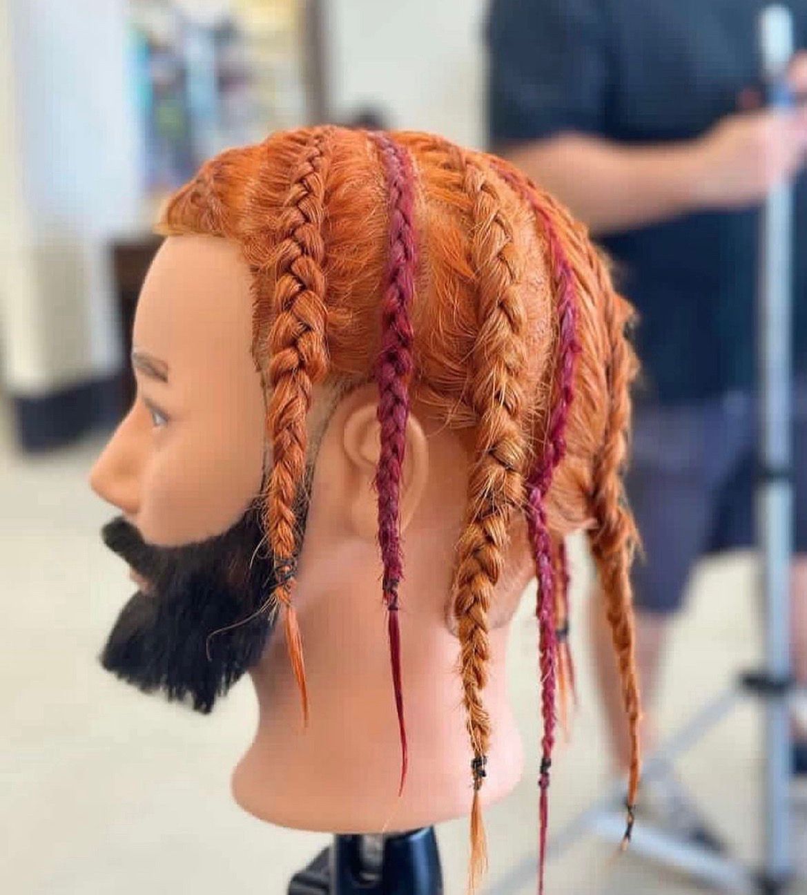Braiding practice on mannequin